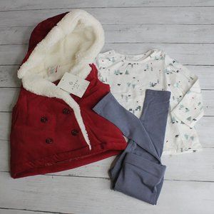 Aspen Kids Baby Girl's Winter Top Corduroy Jacket Vest Pants Set